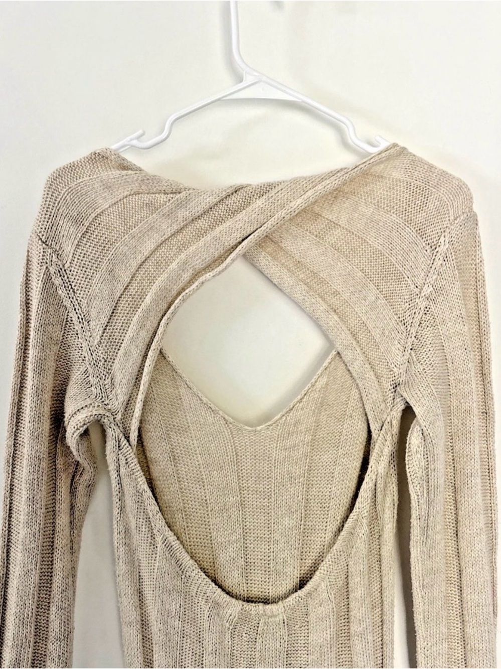 Free People Beach beige Backless Ribbed Knit Dress - Picture 6 of 10